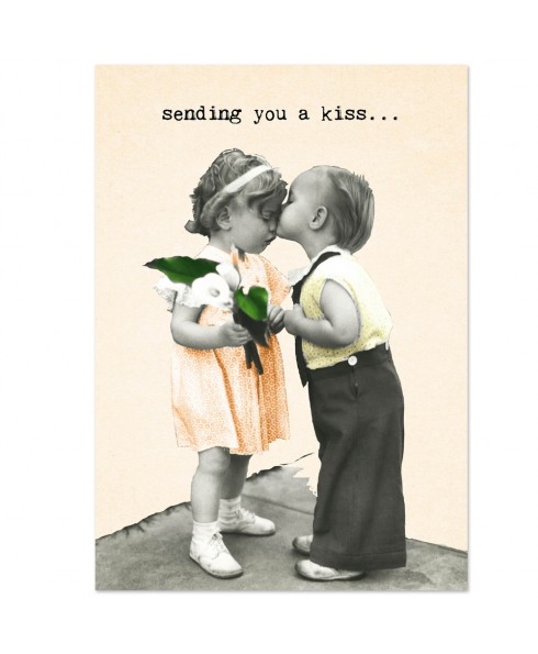 Postkaart sending a kiss