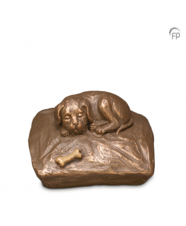 Hond op kussen brons