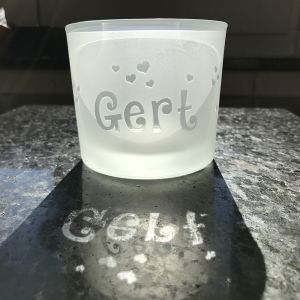 Theelicht met naam gravure