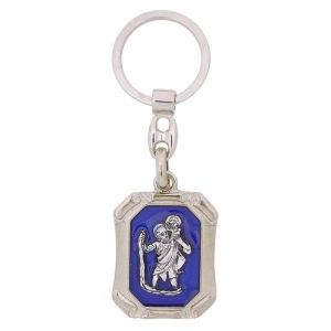 Sleutelhanger Christoffel blauw rechthoek