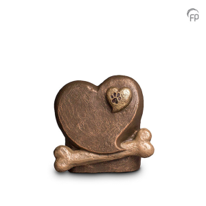 Hart met hondenbot brons